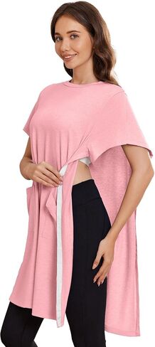 Deyeek Women's Post Shoulder Surgery dress Tear Away Short Sleeve Full Open Side Snap Adaptive Clothing with Pockets in Saudi Arabia