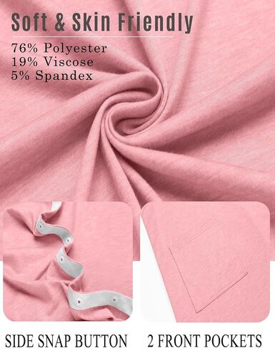 Deyeek Women's Post Shoulder Surgery dress Tear Away Short Sleeve Full Open Side Snap Adaptive Clothing with Pockets in Saudi Arabia