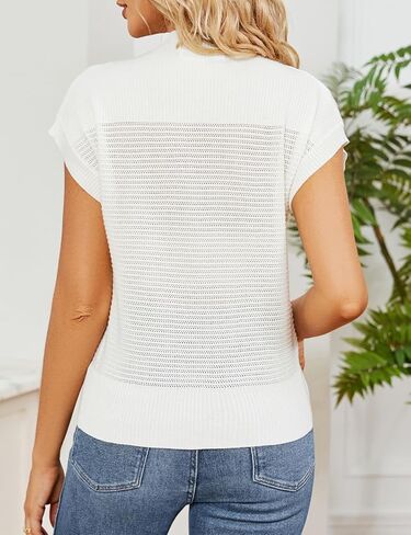 JASAMBAC Women's 2024 Mock Neck Sleeveless Sweater Vest Casual Tank Solid Knit Pullover Tops in Saudi Arabia