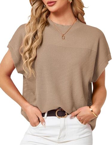 JASAMBAC Women's 2024 Mock Neck Sleeveless Sweater Vest Casual Tank Solid Knit Pullover Tops in Saudi Arabia