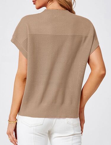 JASAMBAC Women's 2024 Mock Neck Sleeveless Sweater Vest Casual Tank Solid Knit Pullover Tops in Saudi Arabia