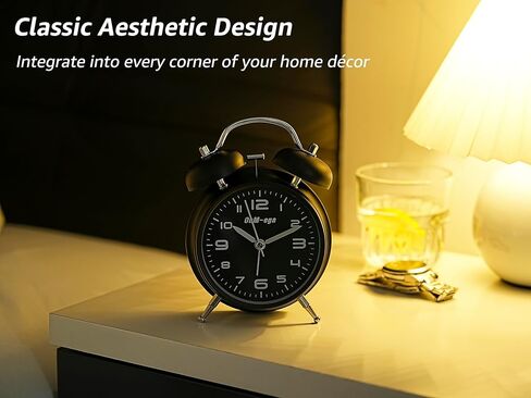 Loud Alarm Clock, Metal Twin Bell Alarm Clock for Heavy Sleepers, 4 Inches, Loud Alarm Clock for Heavy Sleepers Adults, Alarm Clock with Backlight for Bedroom and Home Decoration, Silver in Saudi Arabia