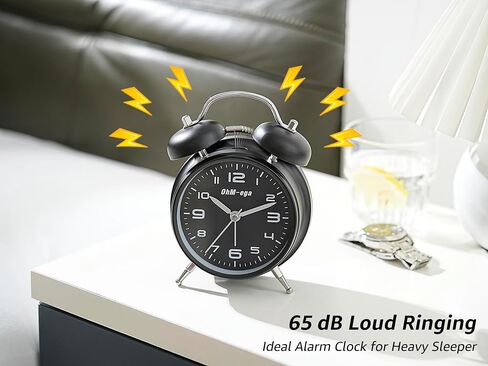 Loud Alarm Clock, Metal Twin Bell Alarm Clock for Heavy Sleepers, 4 Inches, Loud Alarm Clock for Heavy Sleepers Adults, Alarm Clock with Backlight for Bedroom and Home Decoration, Silver in Saudi Arabia