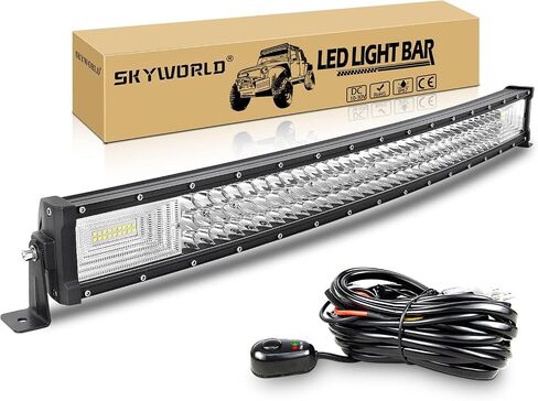 SKYWORLD 52 inch 675W LED Work Light Bar Triple Row Curved Combo Beam LED Work Lights 6000K with Wiring Harness Kit Offroad Driving Lamp for Truck Car ATV SUV 4X4 4WD Truck 1 Set in Kuwait