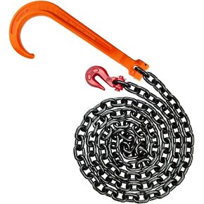 VULCAN Alloy Tow Chain with Forged Long J Hook - Grade 80-3/8 Inch x 10 Foot - PROSeries - 7,100 Pound Safe Working Load