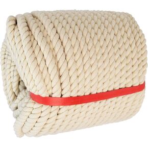 1/2 Inch x 164 Feet Natural Twisted Cotton Rope Strong Thick Soft Rope for Sports Tug of War, Decor Crafts, Landscaping, Railings, Hammock, Home Decorating,Camping, Wedding Rope