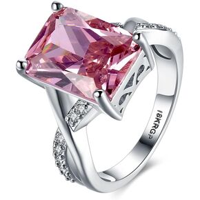 Swarovski Crystal Rings For Women Size 6-9 - White Gold Plated Pink Zircon Ring