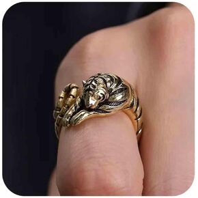 Punk Tiger Wrap Rings Gold Metal Tiger Rings Adjustable Tiger Finger Rings Punk Animal Rings Gothic Tiger Ring Hand Jewelry for Women