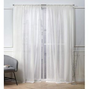 Nicole Miller Belfry Sheer Rod Pocket Top Curtain Panel, Snowflake, 50x84, 2 Piece