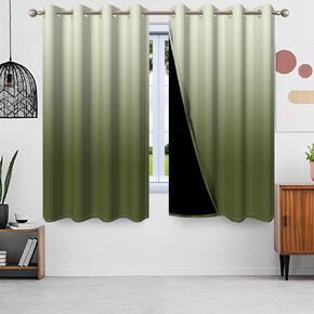 Ombre Green Blackout Curtains for Bedroom Living Room Sage Green Gradient Thermal Insulated Outdoor Office Blackout Draperies Abstract Drapes Room Darkening Window Curtain 26x63inches