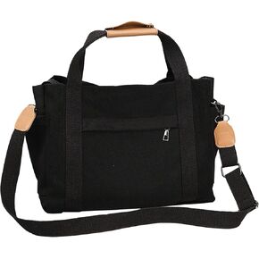 Canvas Tote Bag for Women with Multi Pockets, Crossbody Shoulder Bags Mommy Purse Messenger Handbag for Work Travel