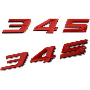 Pair Set 345 Emblem 3D Badge Fits for Passenger & Driver Side Rear Body Sticker Decal Nameplate (Gloss Black)