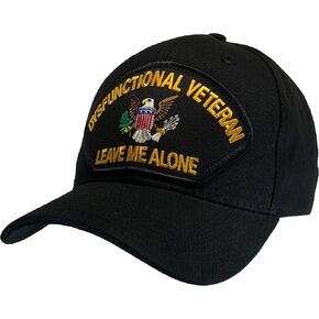Dysfunctional Veteran Hat Black BALL CAP 100% Cotton Structured