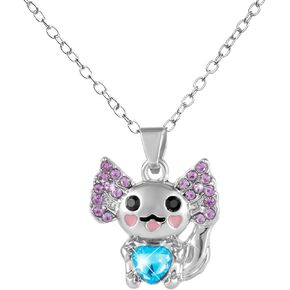 Cute Axolotl Necklace, Axolotl Crystal Jewellery Necklace Axolotl Pendant Jewel Present Blue Crystal Pendant Charm Stuff for Fashion Jewelry Birthday Gift