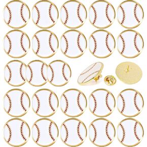25Pcs Sports Logo Lapel Brooch Sports Lapel Pin Sports Coach & Player Lapel Pin Hat Pin & Tie Tack Set for Backpack Hat Decor - with Clutch Back(Baseball)