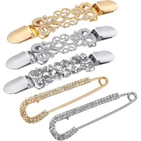 5 Pcs Vintage Dress Cinch Clips Sweater Cardigan Shawl Clips Retro Cardigan Collar Clips Waist Back Cincher Clip for Women Girls Brooch Clips