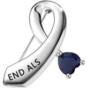 CENWA END ALS Awareness Blue Ribbon Brooch Pin Blue Awareness Ribbon Survivor Gift