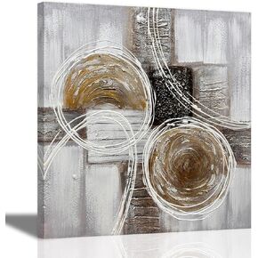 EAHunt Textured Art Gold Abstract Wall Art Oil Painting Wall Art Hand-Painted 3D Wall Art 24x24 inch Large Canvas Wall Decorative Art Modern Style