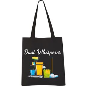 VAMSII Cleaning Women Gifts Dust Whisperer Tote Bag Housekeeper Appreciation Gifts for Housekeeping Squad Crew Shopping Bag (Dust Whisperer tote)