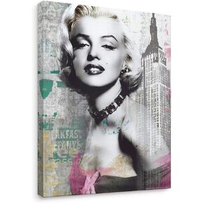 Niwo ART-Monroe B, Classic Movie Stars Canvas Wall Art Home Decor,Stretched Ready to Hang (16"x12"x3/4")