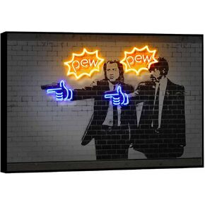 America Pyramid Pulp Fiction Canvas Print Poster Quentin Tarantino Wall Art Jules Winfield Vincent Vega Pointing 90s Retro Classic Movie Cool Decor Funny Pictures Modern Prints Home Decoration