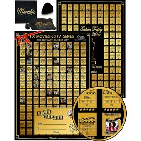 100 Movies Scratch Off Poster, Perfect Movie Lover Gifts, Movie Scratch Off Poster, 8 Pcs Gift Set Scratch Off Movie Poster (16.5" x 23.4")