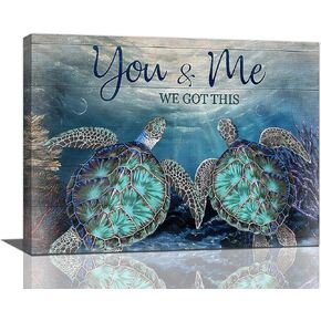 Turquoise Sea Turtle Decor Wall Art Ocean Bathroom Pictures Canvas Print Painting Modern Home Decorations Framed Artwork For Living Room Bedroom 12"X16"