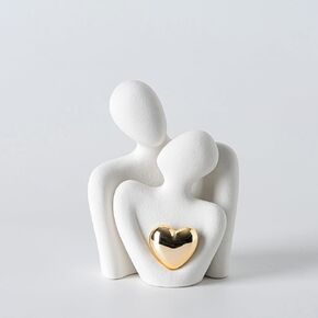 Mini Hugging Couple Statue Ceramic Lover Figurine Home Decor is a Romantic Gift for Her on Wedding Anniversary and Valentines, TV Stand Decoration Knick Knacks for Shelves (White)