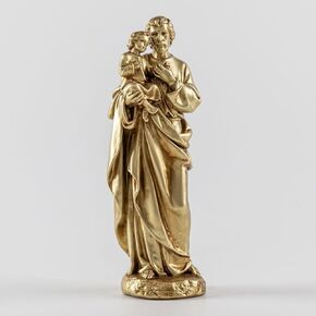 7 inch Joseph and Christ Jesus Statue, Catholic St. Joseph Holding Baby Jesus, Heavenly Protectors Saint Joseph Figure, Faithful Gift for Home Decoration（Silver Color）