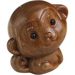 Cabilock Wooden Monkey Statue Monkey Ornament Wood Carving Monkey Figurine Wooden Handmade Monkey Figurine Table Topper Carved Table top Decor Decorative Pendant Animal Sandalwood Tea pet