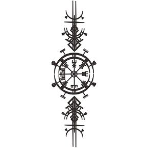 Metal Viking Wall Decor - Norse-Inspired Wall Artistry for Living room, bedroom, office (Black - 45.3'' x 13.4''