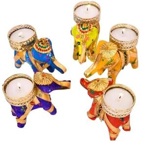 India Gift Hub Elephant Tea Light Holder, Elephant Candle Holder, Festive Gift Ideas, Home Decor. (20)
