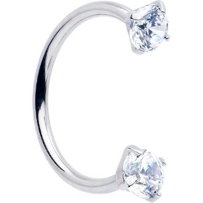 Body Candy Double Gem Titanium Horseshoe Nose Ring - Internally Threaded Solid Titanium CZ Horseshoe Nose Hoop
