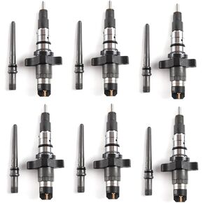 0986435503 0445120255 New 6Pcs Diesel Fuel Injectors with Fuel Feed Pipes Fits for 2003-2004 Dodge Ram Cummins 5.9L Engine Aftermarket Parts