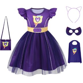 Cute Costume Tutu Dress with Cape Mask Headband and Purse, 1-8Y