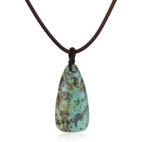 COAI Genuine Leather African Turquoise Stone Necklace
