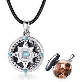 Compass Anchor Necklace 925 Sterling Silver Nautical Hope Dream Compass Inspirational Pendant,Anchor Jewelry Graduation Gifts for Women Men