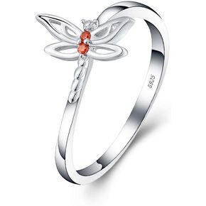 925 Sterling Silver CZ Dragonfly Rings for Women in Size 6/7/8/9/10
