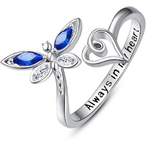 Palpitate Dragonfly Rings 925 Sterling Silver Thumb Rings Always In My Heart Jewelry Gifts for Women Adjustable