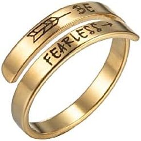 Stainless Steel Inspirational Rings Engraving Letter Spiral Wrap Twist Open Rings for Women Encouragement Lucky Jewelry Gifts