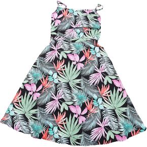 Allegra K Women's Summer Dress Casual Beach Sundress V Neck Tie Front Rainbow Spaghetti Strap Dresses