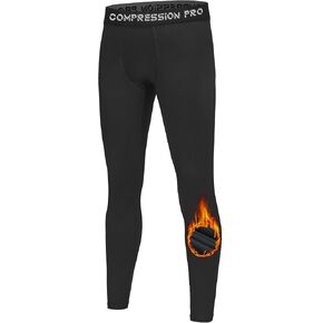 1/4 Pack Youth Boys Thermal Compression Pants Leggings Fleece Lined Base Layer Underwear Tights Cold Weather for Kids