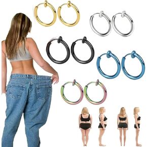 5 Pairs Nature Skinny Acupressure Slimming Retractable Earrings Non Piercing Acupressure Slimming Earrings Lymph Germanium Earrings for Women and Men