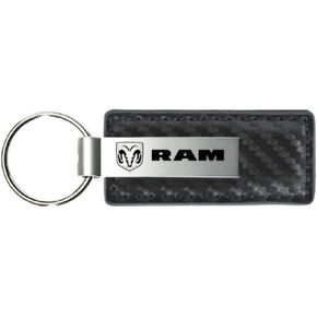 Au-TOMOTIVE GOLD Carbon Fiber Rectangular Leather Key Chain for Dodge Ram (Gunmetal)