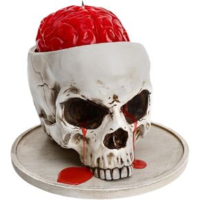 Halloween Skull Sculpture Decor, Candle Holder, Planter Dish, Spooky & Stylish Accent Piece (White)
