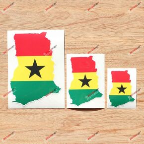 Ghana Map Flag Ghanaian Decal Vinyl Sticker - 3 Pack Glossy, 3 Inches, 4 Inches, 6 Inches - for Car Boat Laptop Cup Phone