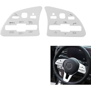 Compatible with Mercedes Benz Steering Wheel Button Cover Trim fit Mercedes Benz A B C E GLA GLB GLC GLE GLS CLA EQC Accessories Aluminum Alloy Silver