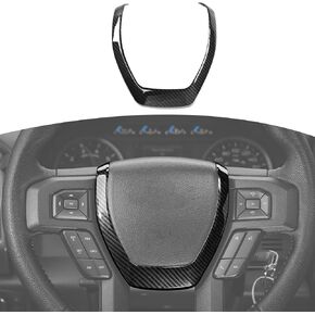 RT-TCZ for F150 Steering Wheel Carbon Fiber Trim Panel Bezel for Ford F150 2015-2020 Black ABS Carbon Fiber Interior Accessories