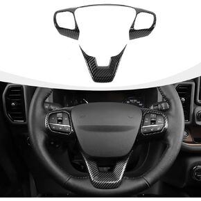 Carbon Fiber Steering Wheel Trim Cover Compatible with 2021-2024 Ford Bronco Sport 2-Door 4-Door Interior Accessories