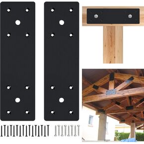 Pergola Flat Brackets 10" x 3",I-Shape Straight Joining Brackets for 4 x 4 or 6 x 6 Lumber,Heavy Duty Mending Plate for Gazebo,Porch,Truss Framing,Log Cabins - 4Pack